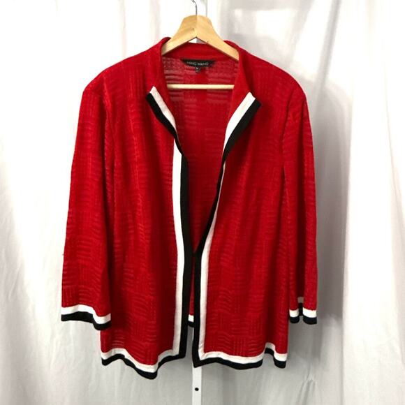 Ming Wang Cardigan Womens 3XL Black Red Open Front Career - Picture 1 of 11